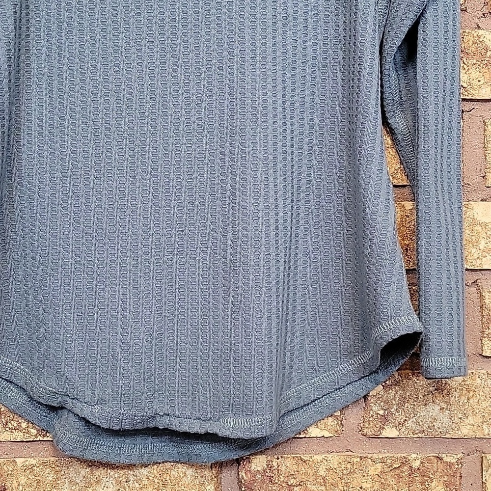 Chaser Textured Waffle Knit Blue Green Long Sleeve Top Size Small Casual Stretch - Picture 7 of 12